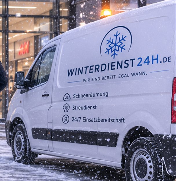 Winterdienst24h Einsatzfahrzeug mit Branding